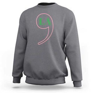 Harris 2024 Sweatshirt Comma La Kamala For President Green Pink Punctuation Mark TS02 Charcoal Print Your Wear