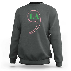 Harris 2024 Sweatshirt Comma La Kamala For President Green Pink Punctuation Mark TS02 Dark Heather Print Your Wear