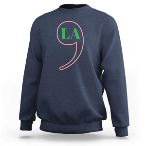 Harris 2024 Sweatshirt Comma La Kamala For President Green Pink Punctuation Mark TS02 Navy Print Your Wear