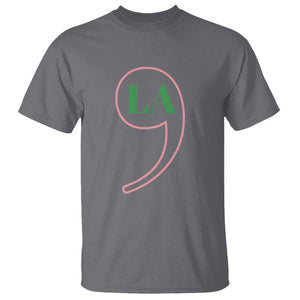 Harris 2024 T Shirt Comma La Kamala For President Green Pink Punctuation Mark TS02 Charcoal Print Your Wear