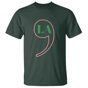 Harris 2024 T Shirt Comma La Kamala For President Green Pink Punctuation Mark TS02 Dark Forest Green Print Your Wear