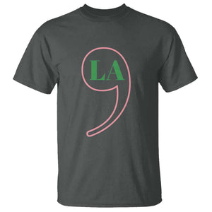 Harris 2024 T Shirt Comma La Kamala For President Green Pink Punctuation Mark TS02 Dark Heather Print Your Wear