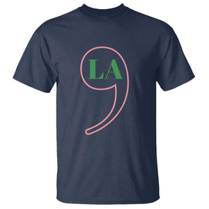 Harris 2024 T Shirt Comma La Kamala For President Green Pink Punctuation Mark TS02 Navy Print Your Wear