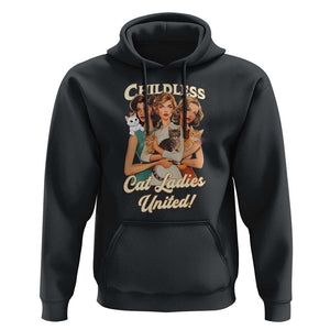 Childless Cat Ladies United Hoodie Feline Lover Retro TS02 Black Print Your Wear