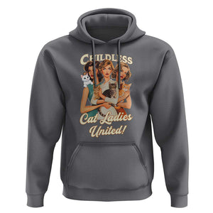 Childless Cat Ladies United Hoodie Feline Lover Retro TS02 Charcoal Print Your Wear