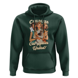 Childless Cat Ladies United Hoodie Feline Lover Retro TS02 Dark Forest Green Print Your Wear