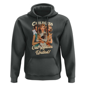 Childless Cat Ladies United Hoodie Feline Lover Retro TS02 Dark Heather Print Your Wear