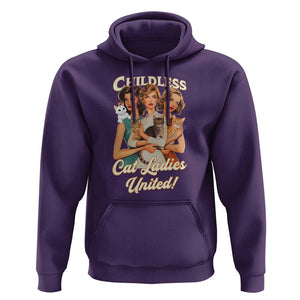 Childless Cat Ladies United Hoodie Feline Lover Retro TS02 Purple Print Your Wear