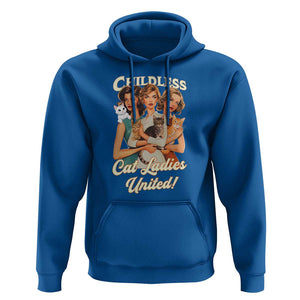 Childless Cat Ladies United Hoodie Feline Lover Retro TS02 Royal Blue Print Your Wear