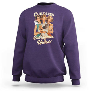 Childless Cat Ladies United Sweatshirt Feline Lover Retro TS02 Purple Print Your Wear