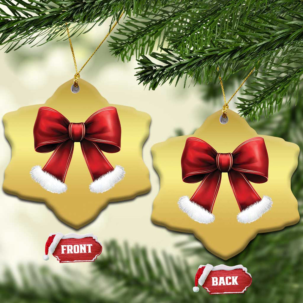 Red Coquette Bow Santa Retro Xmas Vibe Christmas Ornament TS02 Snow Flake Gold Print Your Wear