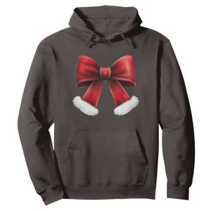 Red Coquette Bow Santa Retro Christmas Vibe Hoodie TS02 Dark Chocolate Print Your Wear
