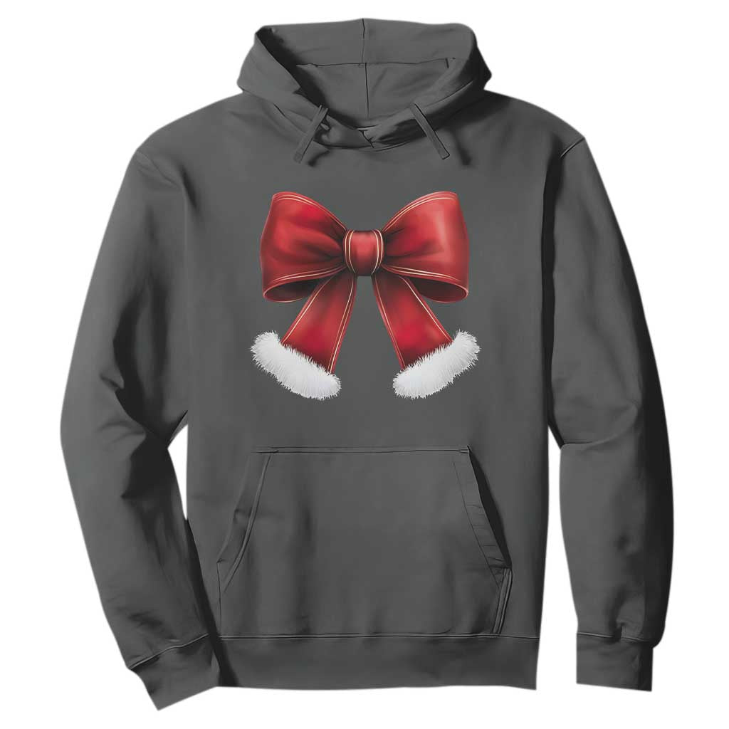 Red Coquette Bow Santa Retro Christmas Vibe Hoodie TS02 Dark Heather Print Your Wear