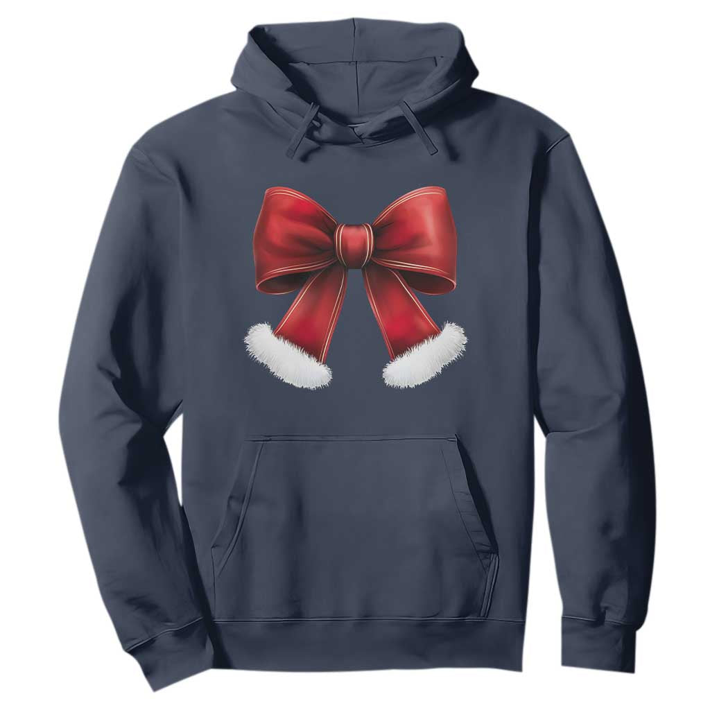 Red Coquette Bow Santa Retro Christmas Vibe Hoodie TS02 Navy Print Your Wear