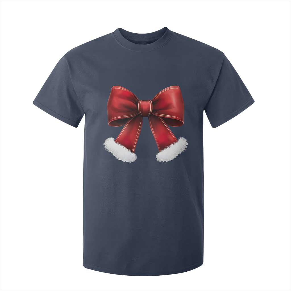 Red Coquette Bow Santa Retro Christmas Vibe T Shirt For Kid TS02 Navy Print Your Wear