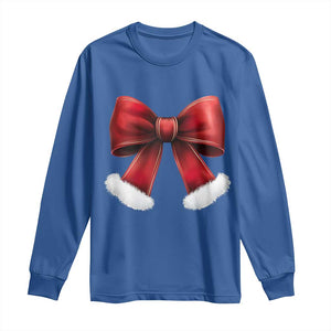 Red Coquette Bow Santa Retro Christmas Vibe Long Sleeve Shirt TS02 Royal Blue Print Your Wear