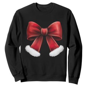 Red Coquette Bow Santa Retro Christmas Vibe Sweatshirt TS02 Black Print Your Wear