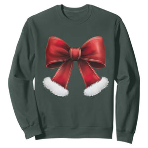 Red Coquette Bow Santa Retro Christmas Vibe Sweatshirt TS02 Dark Forest Green Print Your Wear