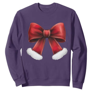 Red Coquette Bow Santa Retro Christmas Vibe Sweatshirt TS02 Purple Print Your Wear