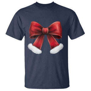 Red Coquette Bow Santa Retro Christmas Vibe T Shirt TS02 Navy Print Your Wear