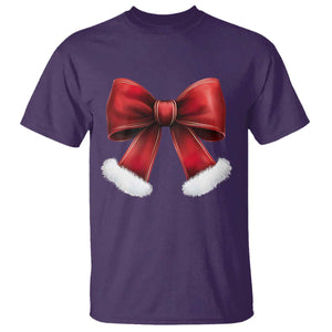 Red Coquette Bow Santa Retro Christmas Vibe T Shirt TS02 Purple Print Your Wear