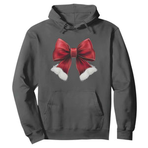 Red Coquette Bow Santa Christmas Vibe Hoodie TS02 Dark Heather Print Your Wear