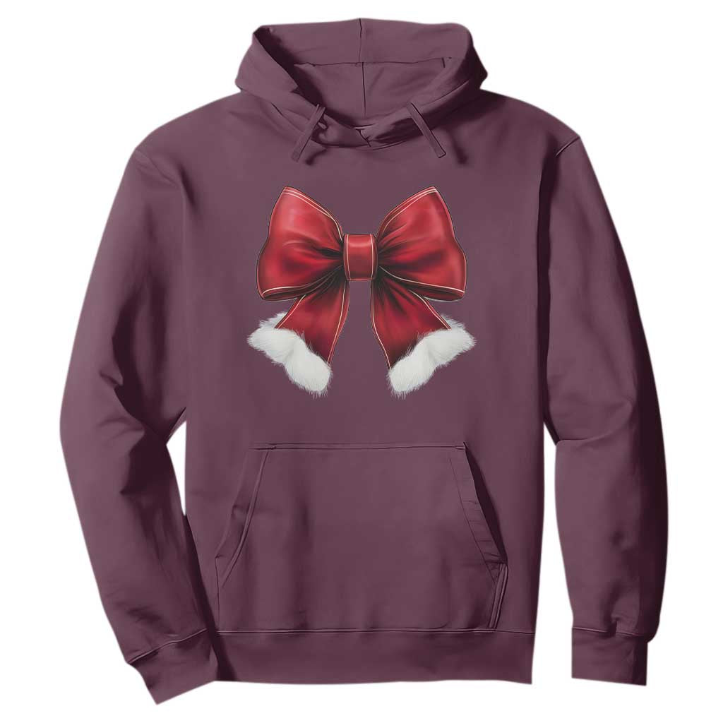 Red Coquette Bow Santa Christmas Vibe Hoodie TS02 Maroon Print Your Wear