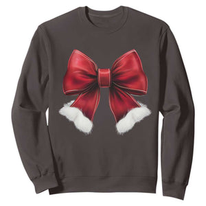 Red Coquette Bow Santa Christmas Vibe Sweatshirt TS02 Dark Chocolate Print Your Wear