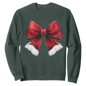 Red Coquette Bow Santa Christmas Vibe Sweatshirt TS02 Dark Forest Green Print Your Wear