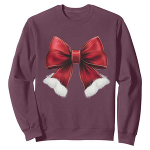 Red Coquette Bow Santa Christmas Vibe Sweatshirt TS02 Maroon Print Your Wear