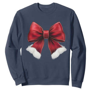 Red Coquette Bow Santa Christmas Vibe Sweatshirt TS02 Navy Print Your Wear