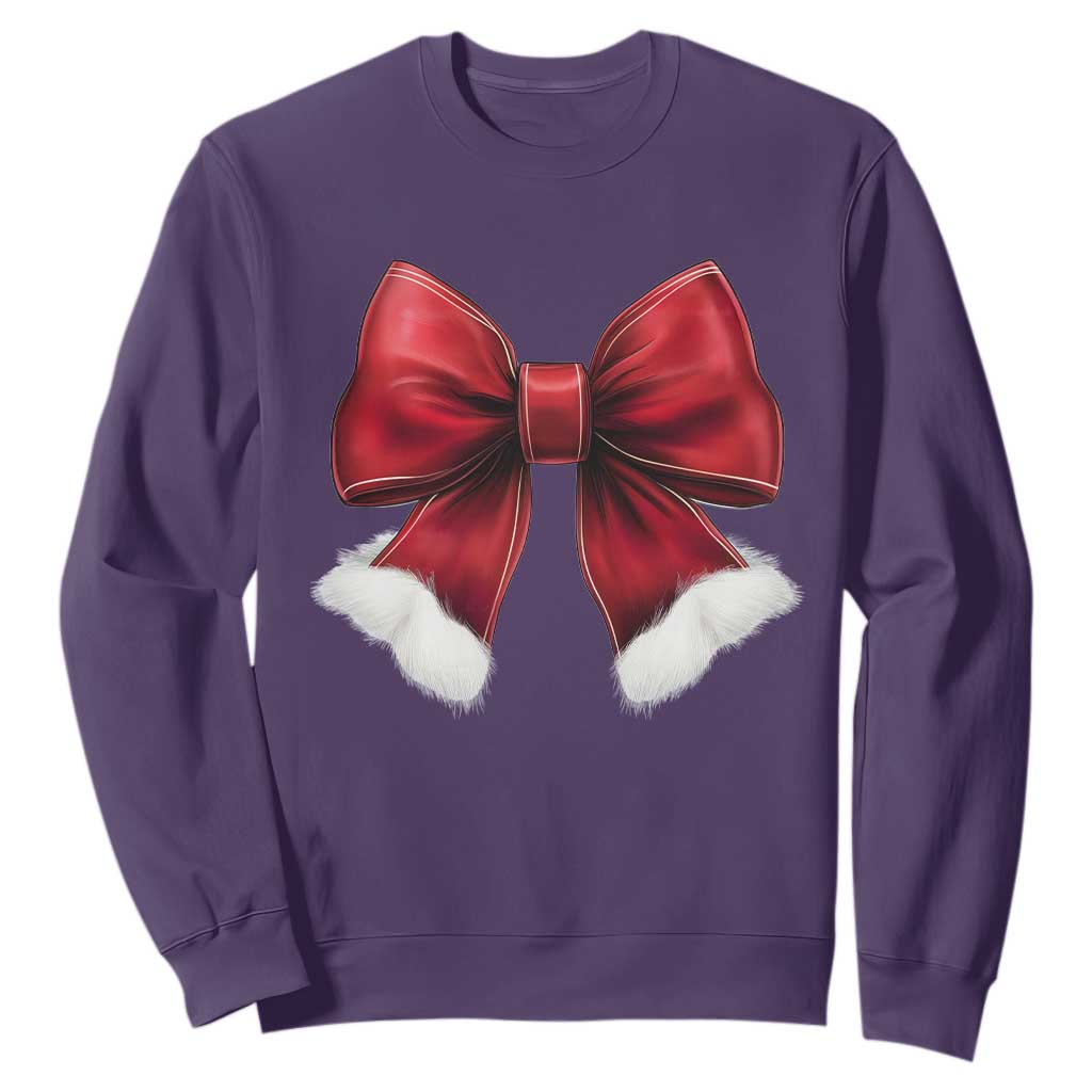 Red Coquette Bow Santa Christmas Vibe Sweatshirt TS02 Purple Print Your Wear