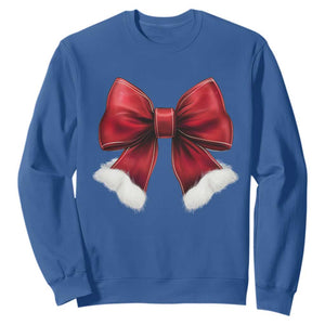 Red Coquette Bow Santa Christmas Vibe Sweatshirt TS02 Royal Blue Print Your Wear