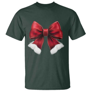 Red Coquette Bow Santa Christmas Vibe T Shirt TS02 Dark Forest Green Print Your Wear