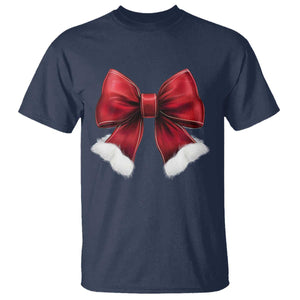 Red Coquette Bow Santa Christmas Vibe T Shirt TS02 Navy Print Your Wear