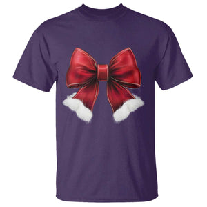 Red Coquette Bow Santa Christmas Vibe T Shirt TS02 Purple Print Your Wear