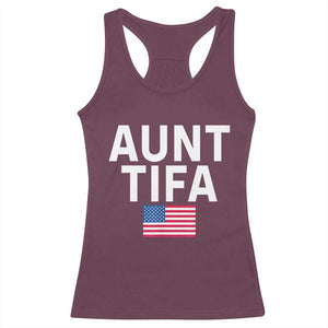 Aunt Tifa Racerback Tank Top Funny Political Sarcasm Patriotic American Flag TS02 Maroon Print Your Wear