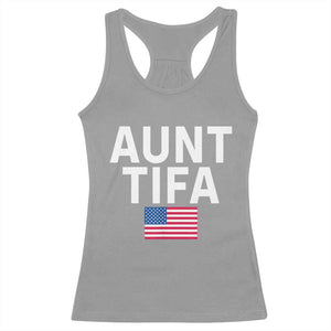 Aunt Tifa Racerback Tank Top Funny Political Sarcasm Patriotic American Flag TS02 Sport Gray Print Your Wear