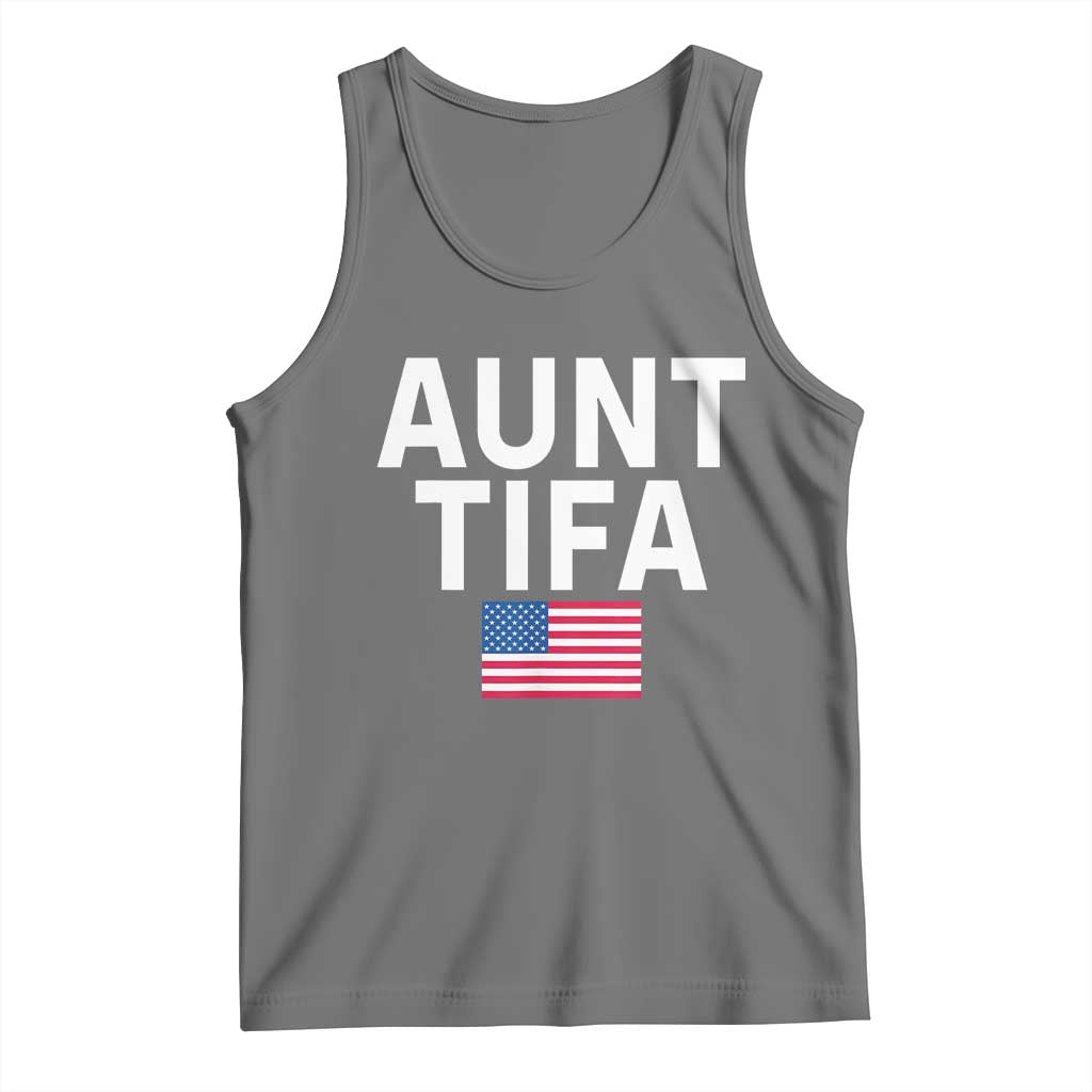 Aunt Tifa Tank Top Funny Political Sarcasm Patriotic American Flag TS02 Black Heather Print Your Wear