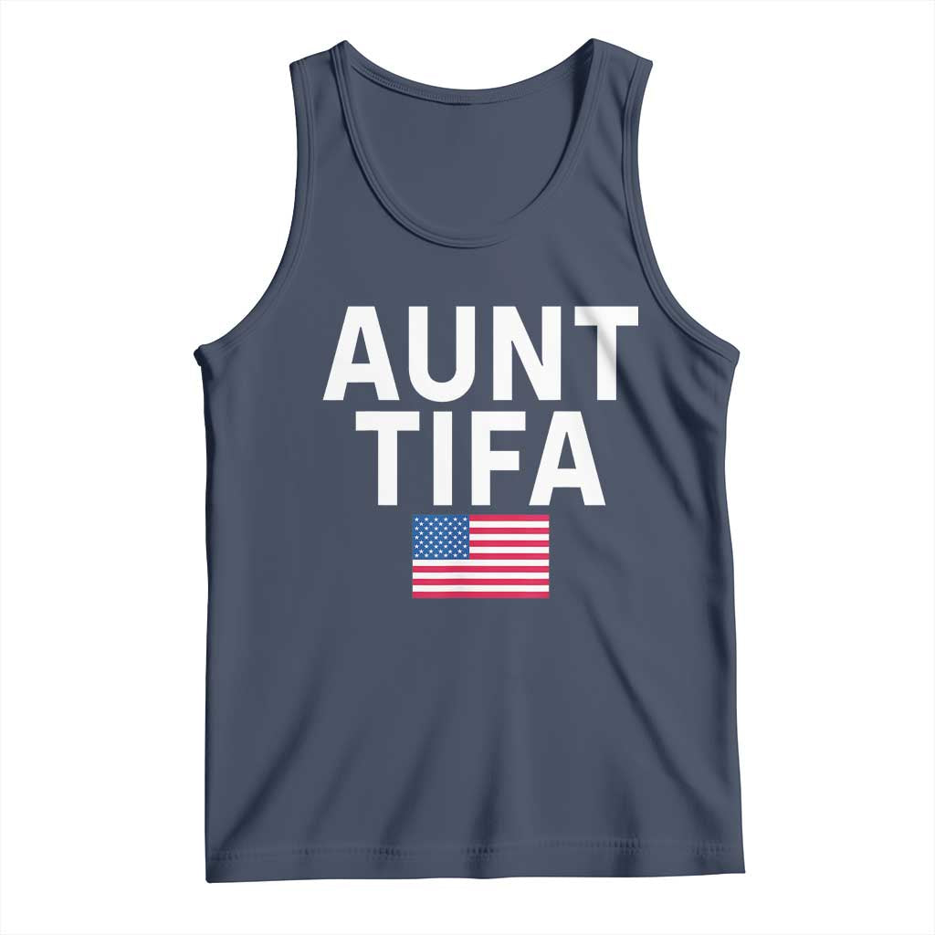 Aunt Tifa Tank Top Funny Political Sarcasm Patriotic American Flag TS02 Navy Print Your Wear