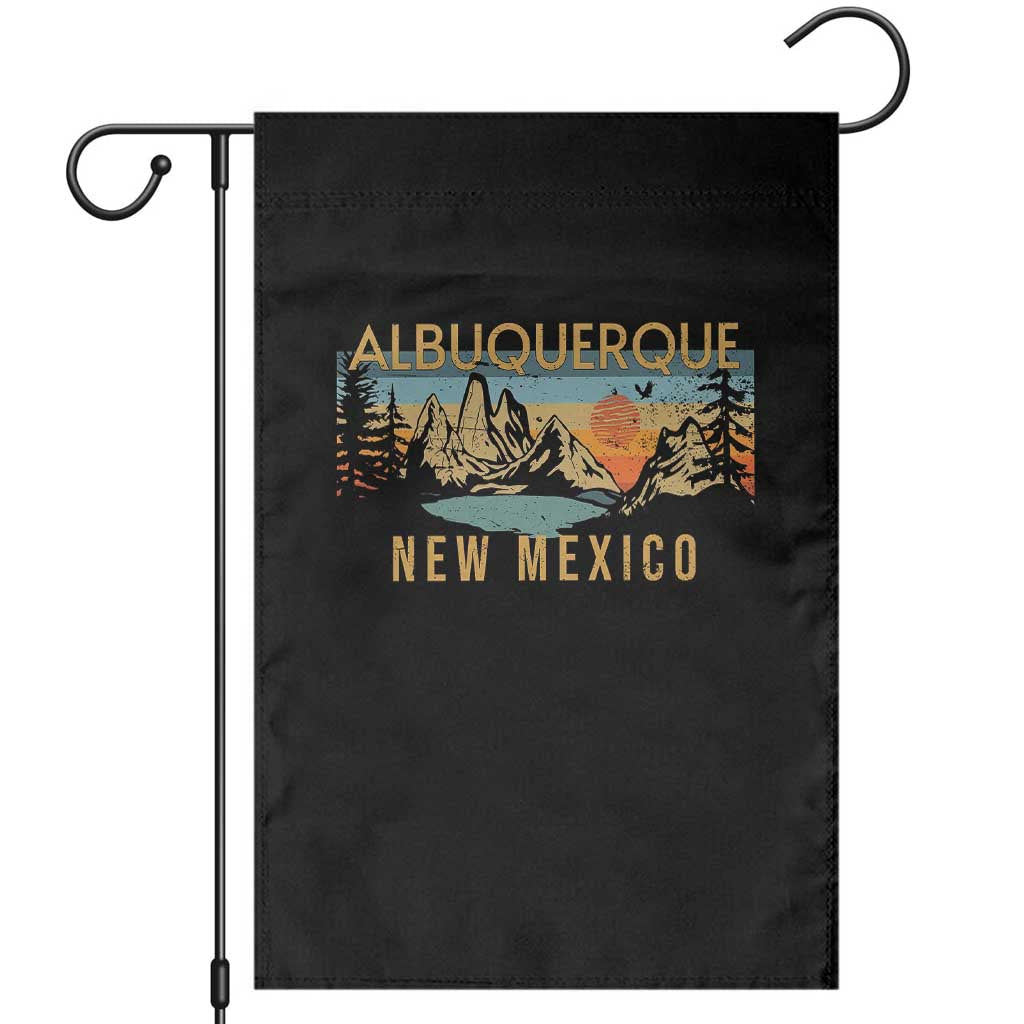 Vintage Albuquerque New Mexico Garden Flag Retro Mountain Landscape Sunset Graphic
