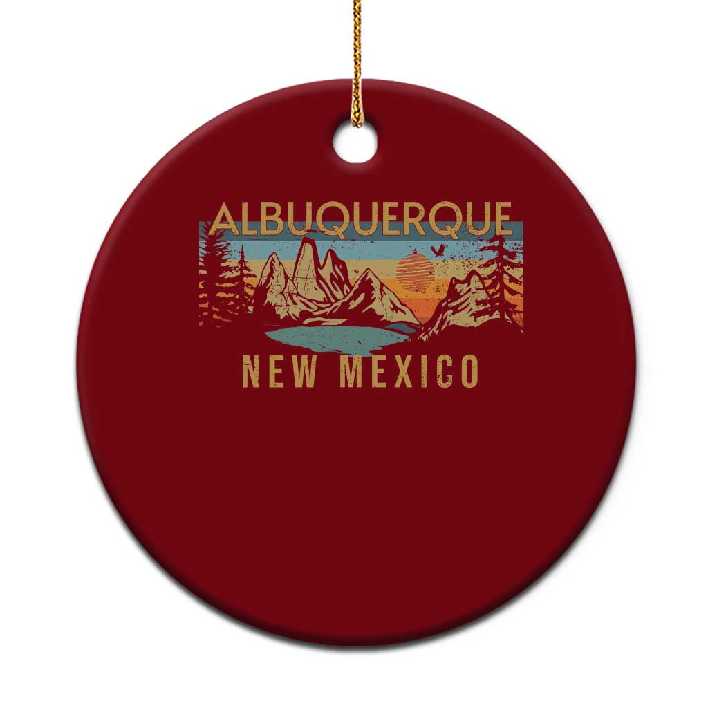 Vintage Albuquerque New Mexico Ceramic Ornament Retro Mountain Landscape Sunset Graphic