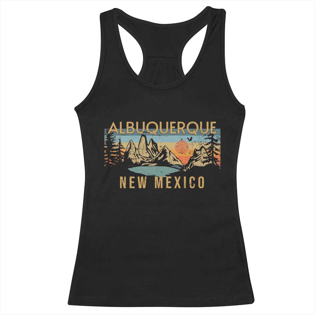 Vintage Albuquerque New Mexico Racerback Tank Top Retro Mountain Landscape Sunset Graphic