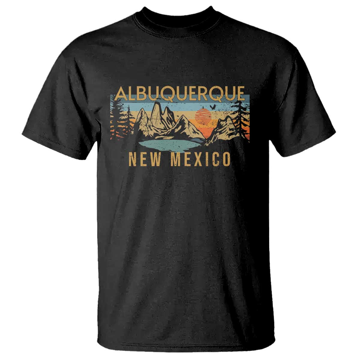 Vintage Albuquerque New Mexico T Shirt Retro Mountain Landscape Sunset Graphic