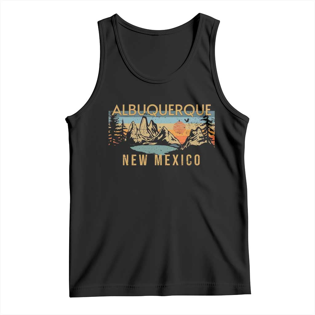 Vintage Albuquerque New Mexico Tank Top Retro Mountain Landscape Sunset Graphic