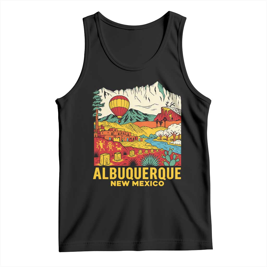 Vintage Albuquerque New Mexico Tank Top Southwestern Pueblo Landscape Hot Air Balloon