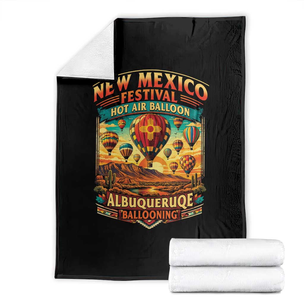 Albuquerque New Mexico Hot Air Balloon Festival Throw Blanket Southwestern Desert Sunset Ballooning Graphic