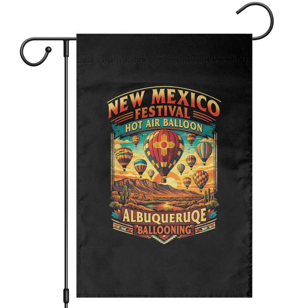 Albuquerque New Mexico Hot Air Balloon Festival Garden Flag Southwestern Desert Sunset Ballooning Graphic