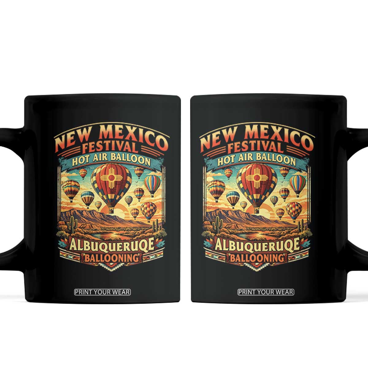 Albuquerque New Mexico Hot Air Balloon Festival Coffee Mug Southwestern Desert Sunset Ballooning Graphic