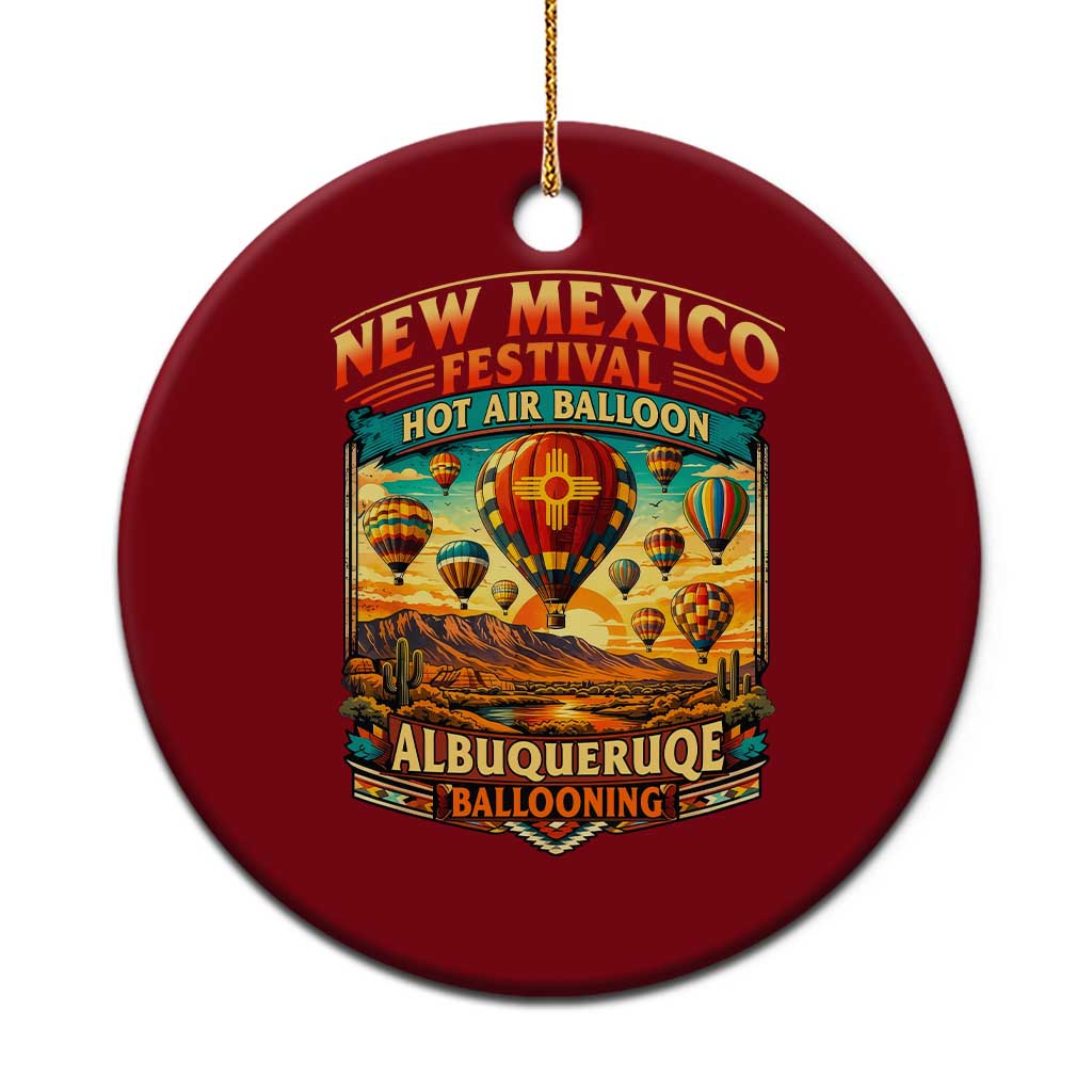 Albuquerque New Mexico Hot Air Balloon Festival Ceramic Ornament Southwestern Desert Sunset Ballooning Graphic